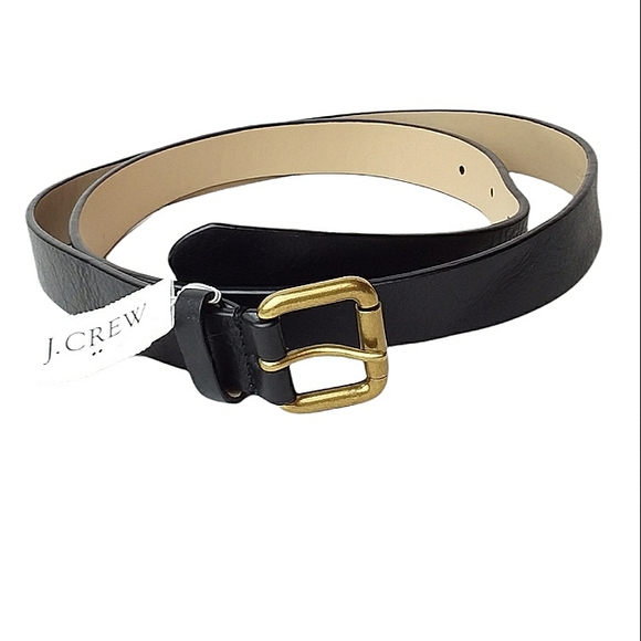 J. CREW Black Leather Buckle Belt Style B7371